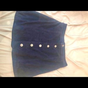 Navy Blue velvet button skirt